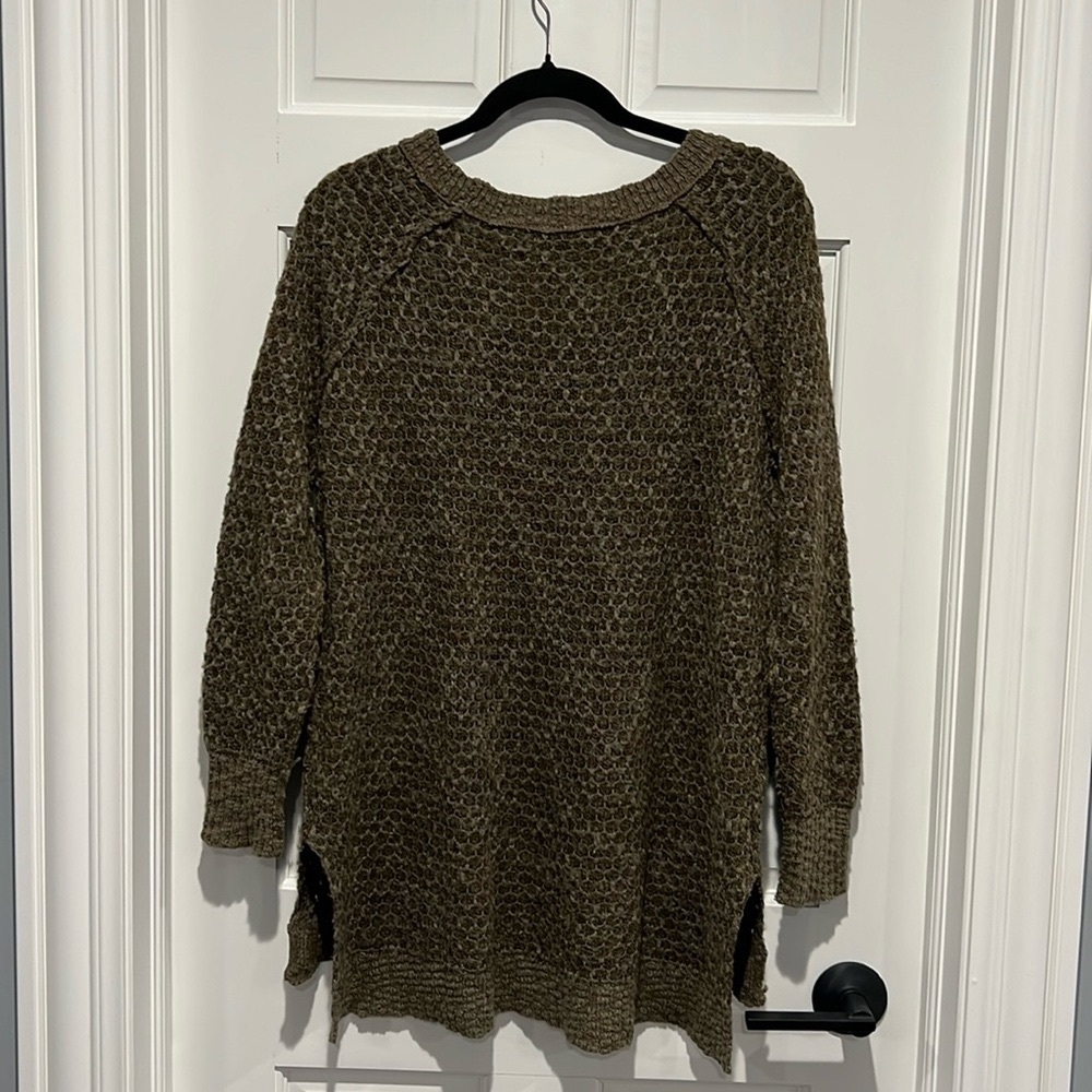 Free People Jeepster Honeycomb Sweater Olive Forest Green Textured Small - Picture 5 of 7